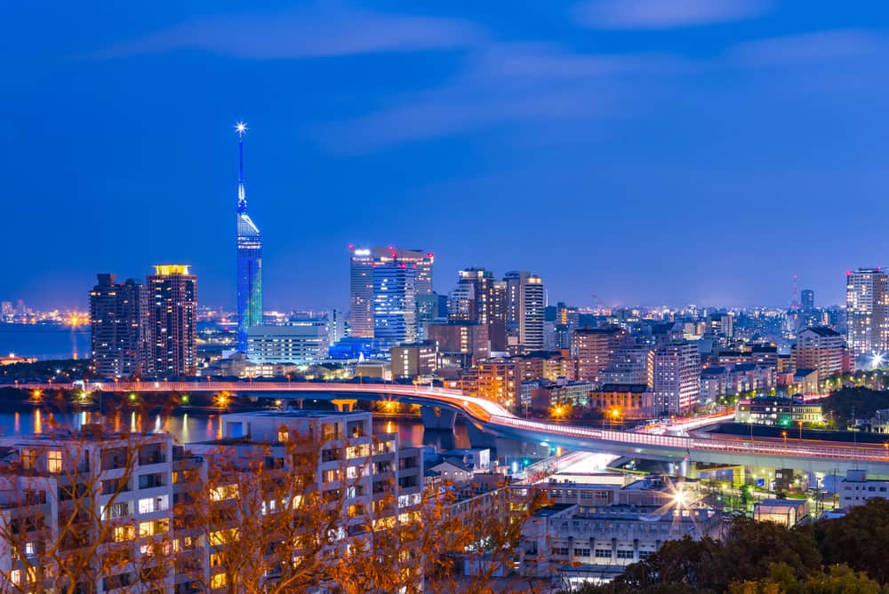 Fukuoka cityscape skyline view in Japan