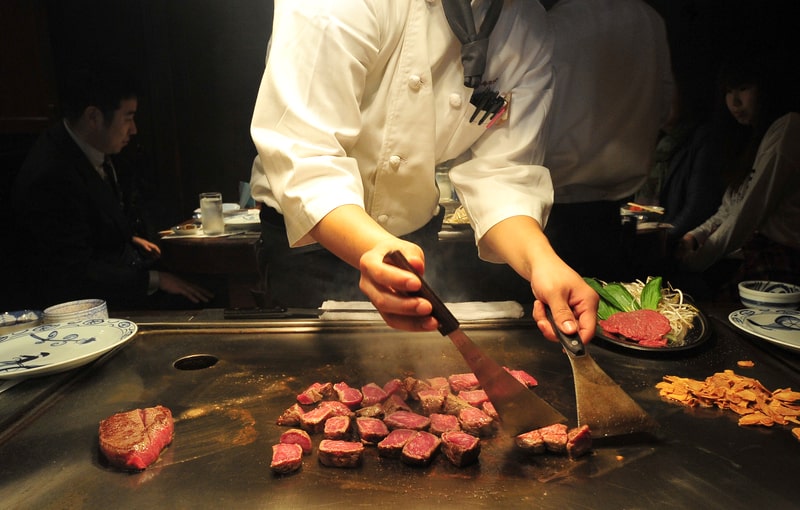 Watching a chef cooking Kobe Beef is an unforgettable experience during our Japan Language study tours for teenagers.