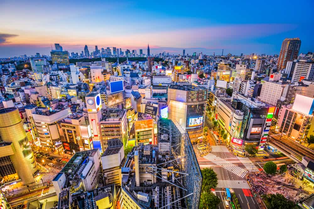 Shibuya district in Tokyo Japan city view