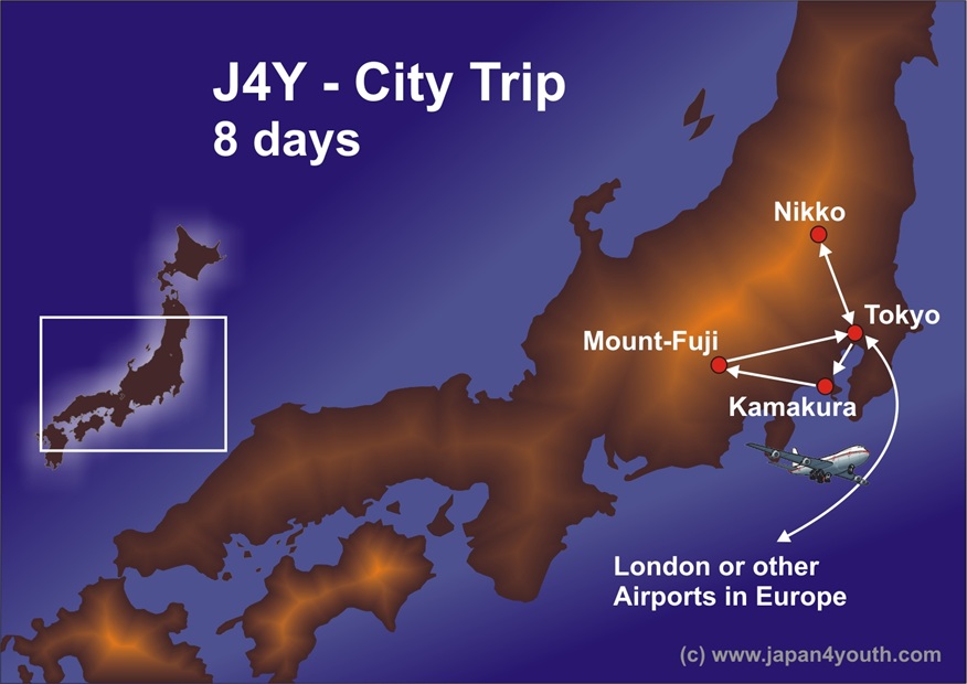 Explore Japan with a city 8-day trip travel map, designed for an unforgettable Budget travel to Japan for students adventure.